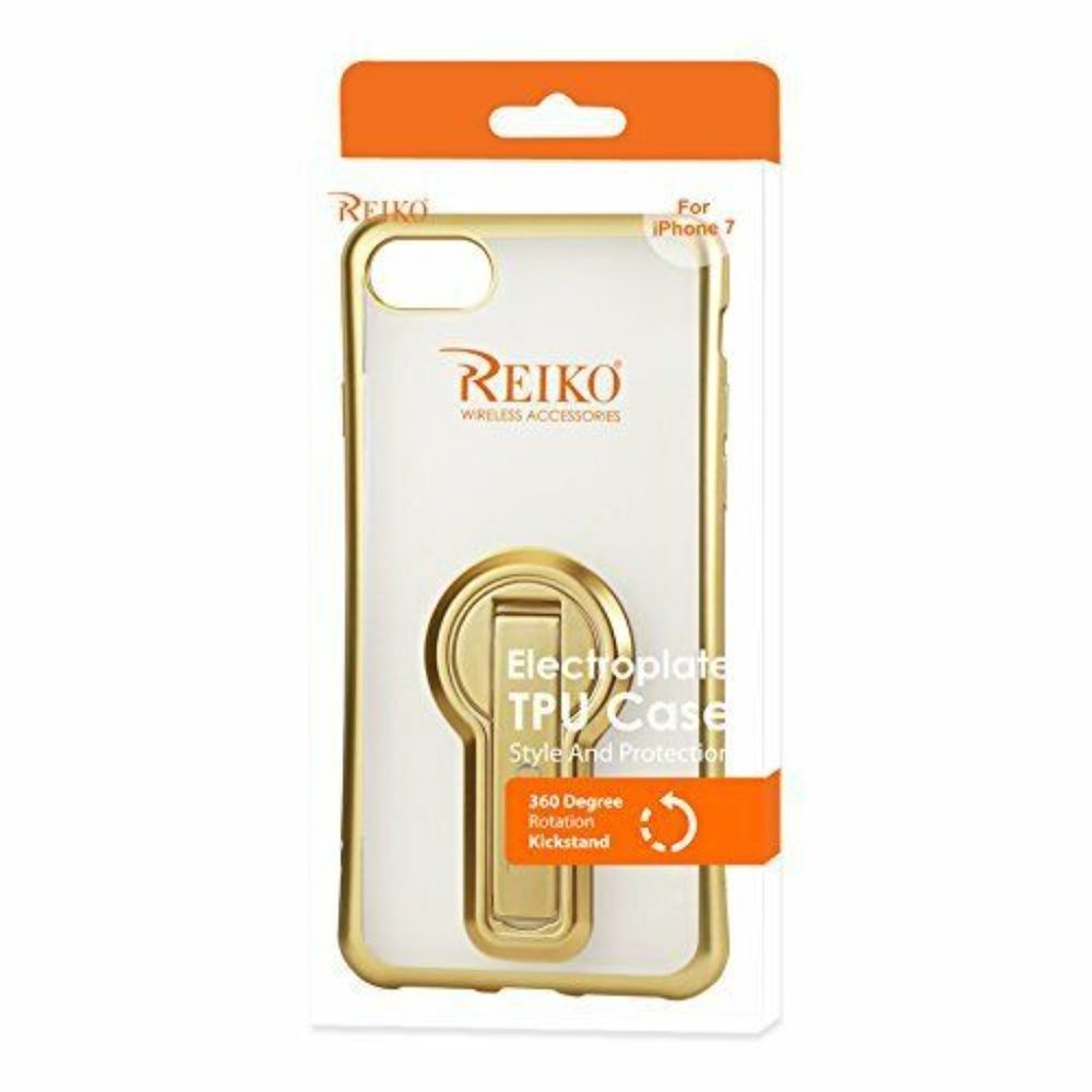 Reiko iPhone 8/ 7 Soft TPU Slim Clear Case With Diamond Frames In Gold